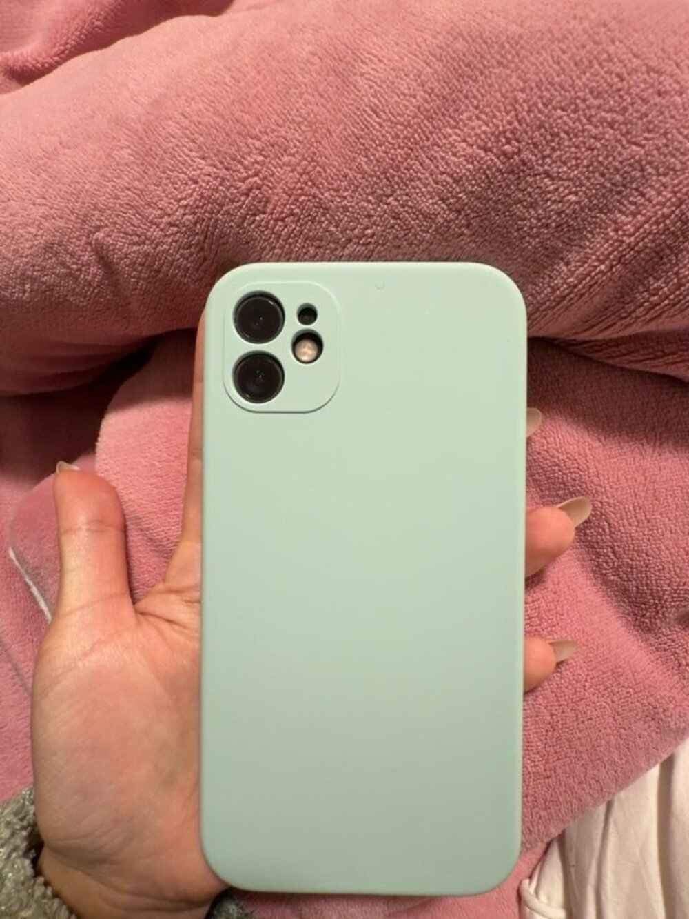 Mint Green Silicone Phone Case with Lanyard